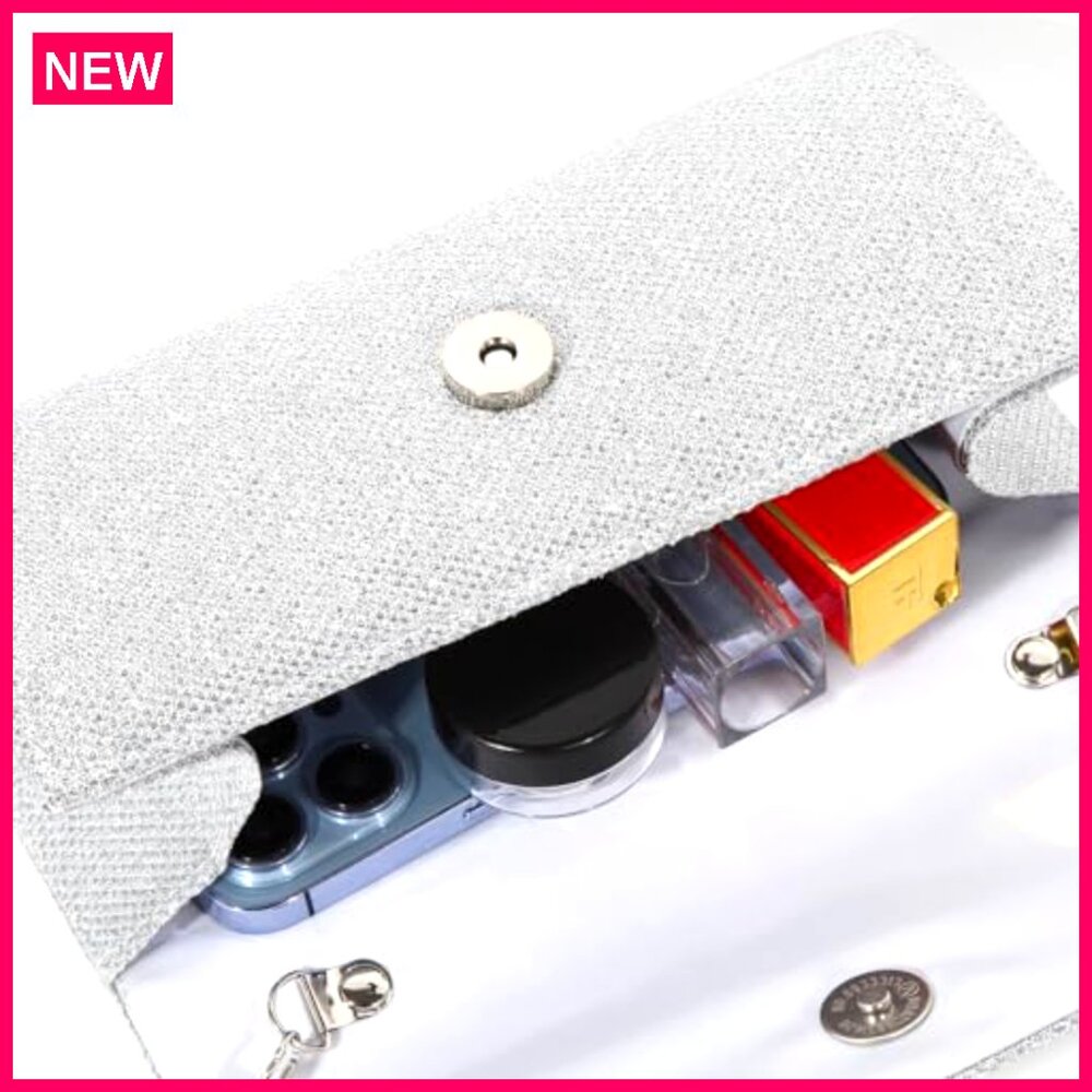 Sparkling Evening Clutch with Detachable Chain, 3-in-1 Style, 7.9"W - Picture 6 of 8